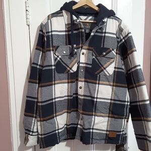 Men's Quilted Flannel Hooded Shirt Jacket